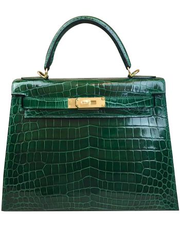 Hermes Kelly Bag 32 Crocodile leather Green